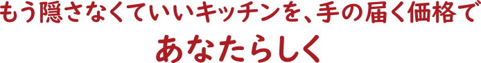 もう隠さなくていいキッチンを、手の届く価格で あなたらしく